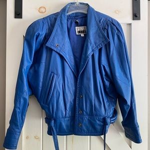 Vintage 80’s Blue Leather Jacket
